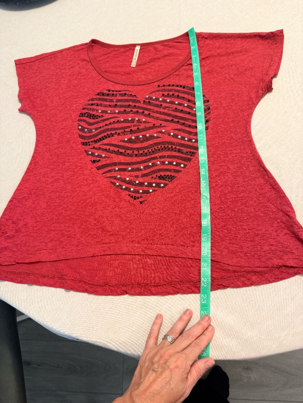 American Rag Red Heart Rhinestone Graphic Tee